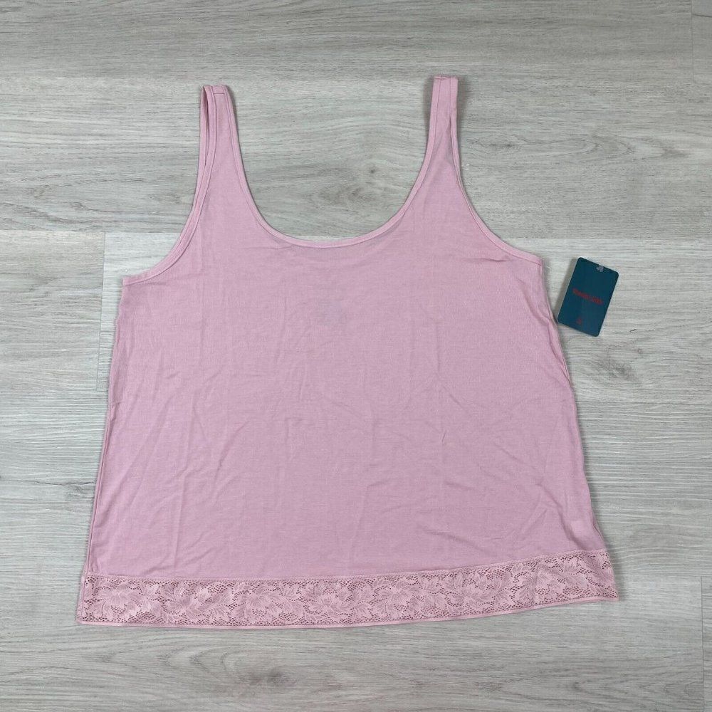 Tommy‎ John Second Skin Lace Tank Womens Large Peachskin Pink Pajama Lounge